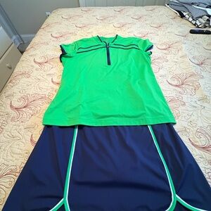 Kinona Lime Green & Navy Athletic Skirt Set